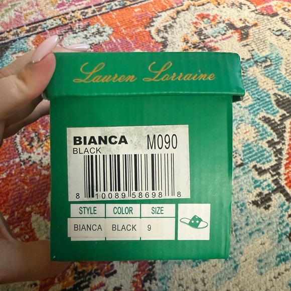 LAUREN LORRAINE “BIANCA” BLACK RHINESTONE SLIDES - Picture 6 of 6